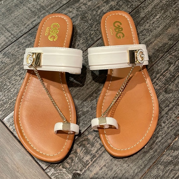 G by Guess | Shoes | Brand New Guess White And Good Chain Sandals | Poshmark